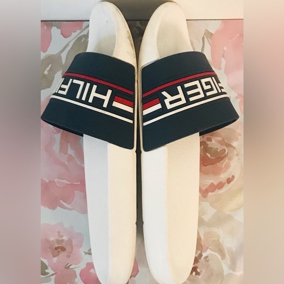 Tommy Hilfiger Men’s Blue Red White Slide Sandal Flip Flop Men’s Size 6 Women 8 - Picture 7 of 8